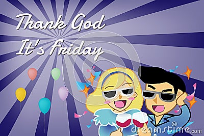 Happy with TGIF in vector style (eps10) Vector Illustration